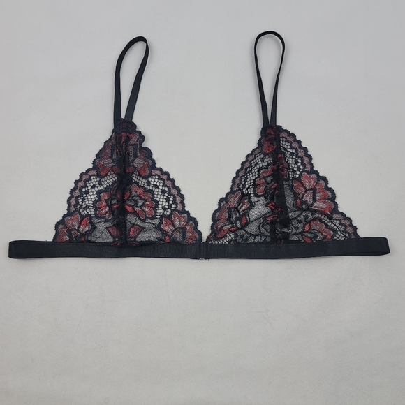 NWOT minimalist red and black lace bralette - Picture 1 of 4